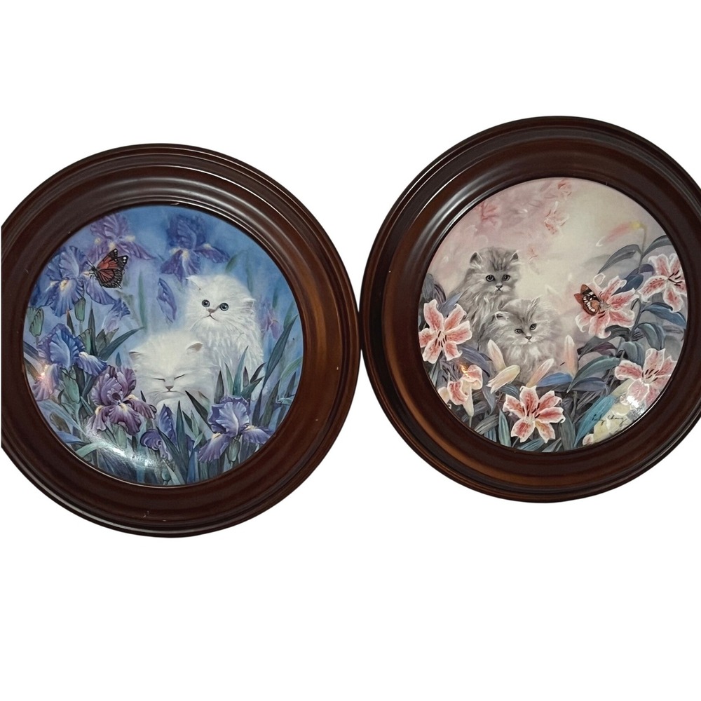 W.S. George 1992 Collector Plates Petal Pals Lily Chang Kitten Set 2